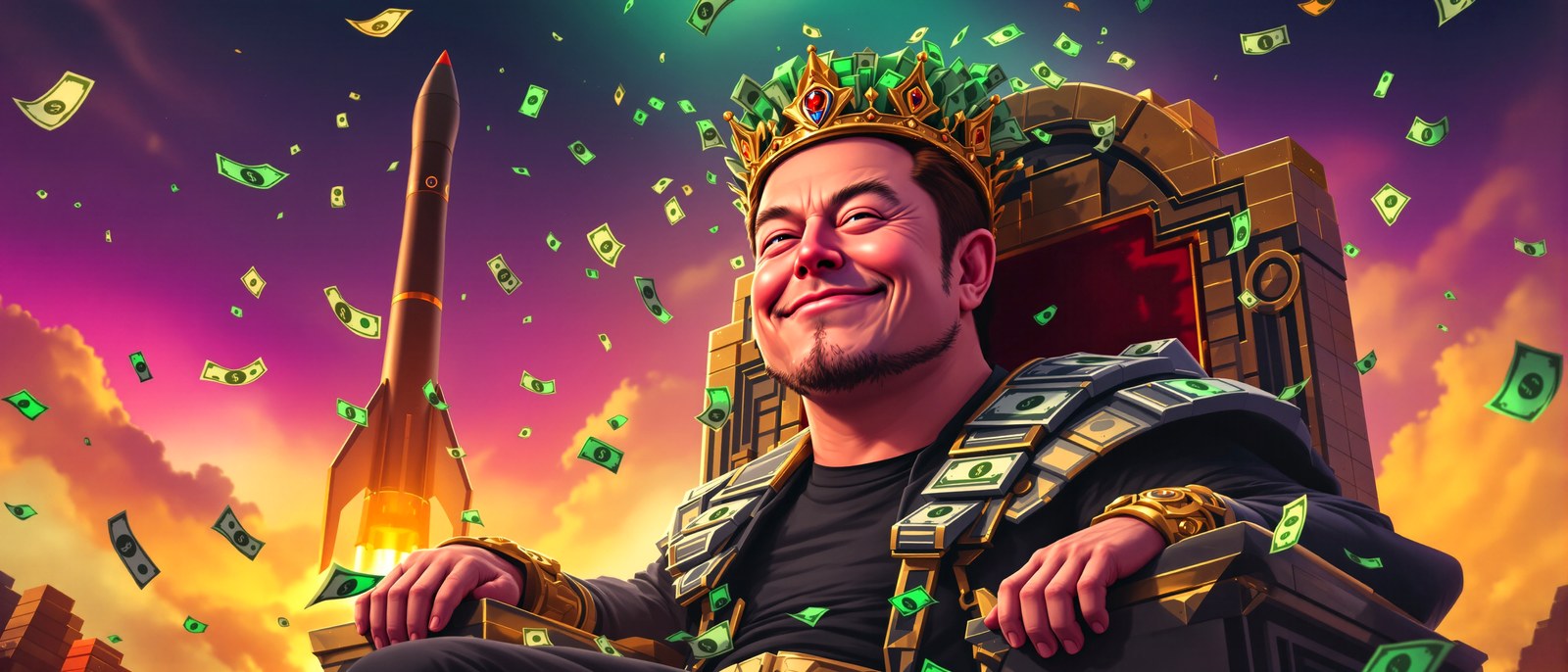 Trillionaire emperor caricature